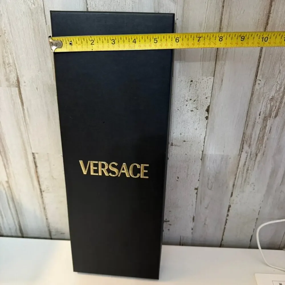 Versace Logo Presentation Gift Box with Lid Black & Gold Empty 16 x 6